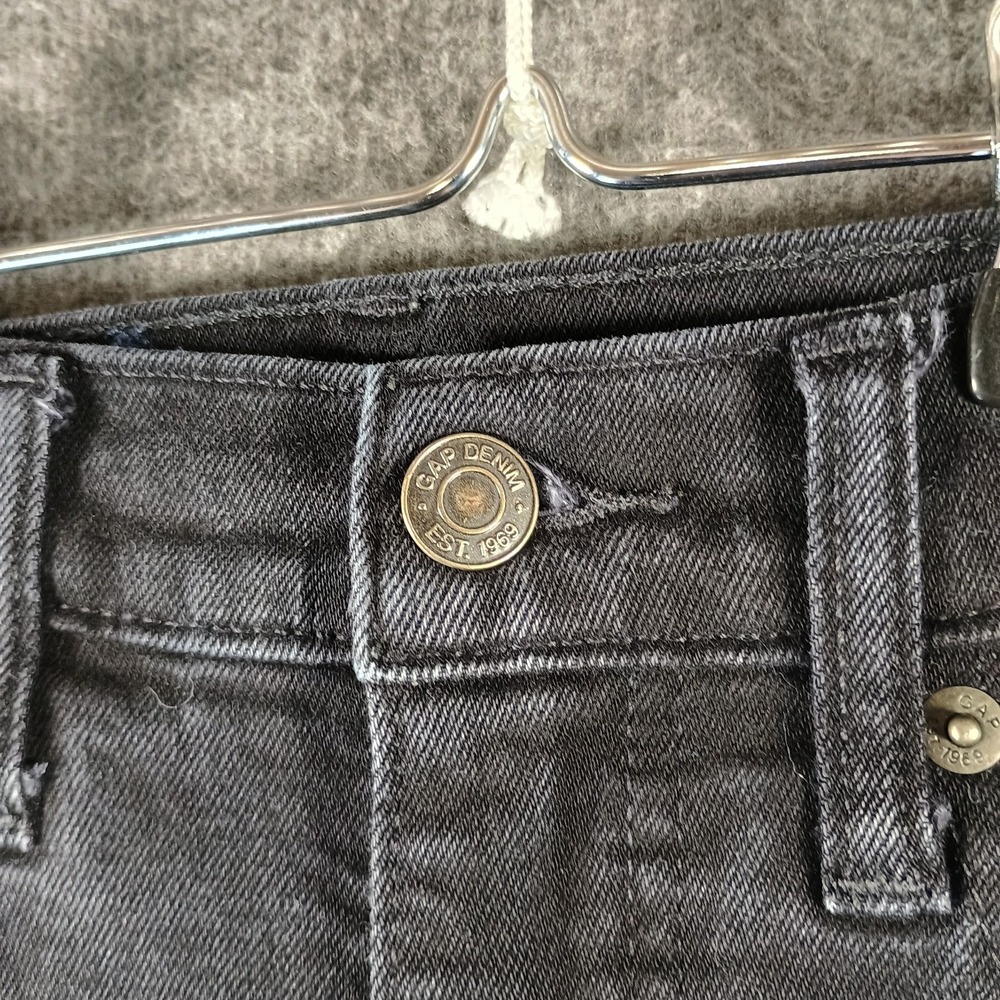 Vintage 1969 Gap Jeans Women 26/2 Petite Kick Fit High Rise Washed Black Raw Hem - Picture 3 of 12